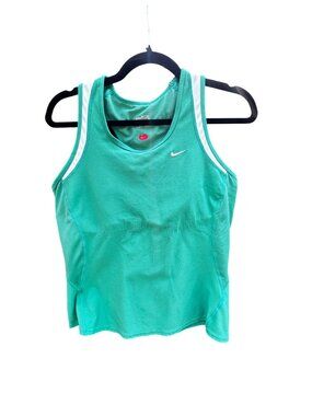 Nike Womens Fitted Racerback Tank Top Teal Green With White Stripes Size XL 1929